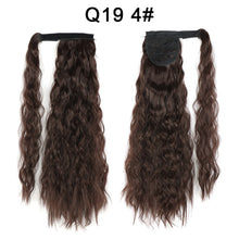 Load image into Gallery viewer, Corn Wavy Long Ponytail Synthetic Hairpiece Wrap Clip On Hair Extensions Ombre Brown Pony Tail Blonde Fack Hair
