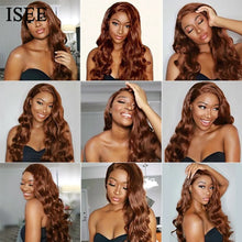 Load image into Gallery viewer, ISEE Hair Wig Chocolate Brown Peruvian Body Wave Lace Front Wig Colored Wig Human Hair 4x4 Closure Wig For Women 30 Inch