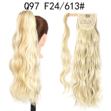 Load image into Gallery viewer, Synthetic Wave Ponytail Long Hollywood Wave Ponytail Wrap Around Body Wave Clip in Hairpiece Blonde Curly Ponytail for Women