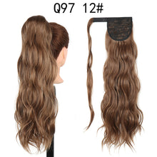 Load image into Gallery viewer, Synthetic Wave Ponytail Long Hollywood Wave Ponytail Wrap Around Body Wave Clip in Hairpiece Blonde Curly Ponytail for Women