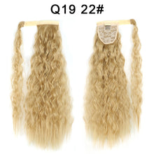 Load image into Gallery viewer, Corn Wavy Long Ponytail Synthetic Hairpiece Wrap Clip On Hair Extensions Ombre Brown Pony Tail Blonde Fack Hair