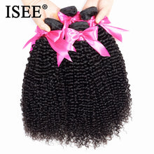 Load image into Gallery viewer, ISEE HAIR Mongolian Kinky Curly Hair Extension 100% Human Hair Bundles Unprocessed Virgin Hair Weaves 1/3/4 Bundles Nature Color