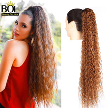 Load image into Gallery viewer, BOL Curly Ponytail Extension Human Hair Feeling Natural Hairpiece 24-32Inch Soft Long Drawstring Hair PonyTail Clip On for Women