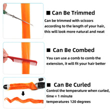 Load image into Gallery viewer, Lupu Synthetic Colorful Highlight Rainbow Hair Extensions Clip In One Piece 22 Inches Long Straight False Hair Pieces For Women