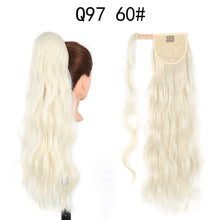 Load image into Gallery viewer, Synthetic Wave Ponytail Long Hollywood Wave Ponytail Wrap Around Body Wave Clip in Hairpiece Blonde Curly Ponytail for Women