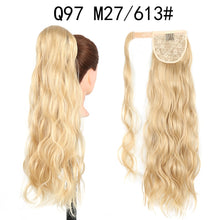 Load image into Gallery viewer, Synthetic Wave Ponytail Long Hollywood Wave Ponytail Wrap Around Body Wave Clip in Hairpiece Blonde Curly Ponytail for Women