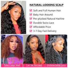 Load image into Gallery viewer, Water Wave Lace Front Human Hair Wig 360 Full Lace Wig Human Hair Pre Plucked Wigs for Women Deep Wave Lace Frontal Closure Wig