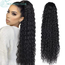 Load image into Gallery viewer, Curly Ponytail Extensions Clip in Synthetic Drawstring Ponytail Wig Long 32Inch Water Wave Afro Pony Tail Women Hairpiece False