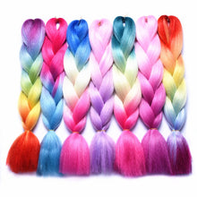 Load image into Gallery viewer, Full Star 24 Inch Synthetic Braiding Hair Jumbo Braids Ombre Jumbo Hair Extension For Women DIY Hair Braids Blue Green Yellow