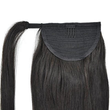 Load image into Gallery viewer, Ponytail Human Long Straight Hair Wrap Around Remy Hair Extensions Brazilian Hair Extensions Clip Ins Natural Color Hairpiece