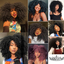 Load image into Gallery viewer, 16"Short Hair Afro Kinky Curly Wigs With Bangs For Black Women African Synthetic Ombre Glueless Blonde Brown Cosplay Lolita Wigs