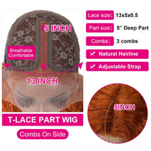 Load image into Gallery viewer, Unice Hair Orange Color Water Wave Wig 13x5x1 Bob Wig Human Hair Pre plucked Brazilian T Part Lace Wig Human Hair