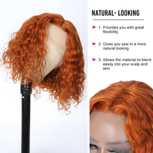 Load image into Gallery viewer, Unice Hair Orange Color Water Wave Wig 13x5x1 Bob Wig Human Hair Pre plucked Brazilian T Part Lace Wig Human Hair