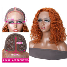 Load image into Gallery viewer, Unice Hair Orange Color Water Wave Wig 13x5x1 Bob Wig Human Hair Pre plucked Brazilian T Part Lace Wig Human Hair
