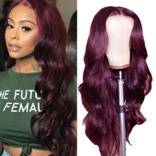 Load image into Gallery viewer, 99J Body Wave 13x4 Lace Front Human Hair Wigs 4x4 Lace Closure Wigs Remy Lace Frontal Wigs For Women