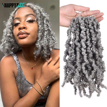 Load image into Gallery viewer, 8 Inch Grey Spring Twist Crochet Hair Synthetic Bomb Passion Twist Braids Dreadlocks Short Braiding Hair Extensions for Women
