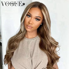 Load image into Gallery viewer, Ash Brown Highlight Human Hair Lace Frontal Wig 613 HD Lace Frontal Wig 13x6 13x4 Body Wave Colored Human Hair Wigs 150 Density
