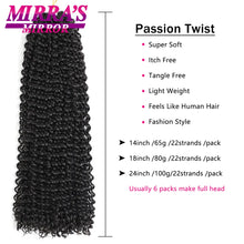 Load image into Gallery viewer, Water Wave Passion Twist Crochet Hair 14/18/24 Inch Crochet Passion Twist Hair Synthetic Braids Ombre Braiding Hair Extensions
