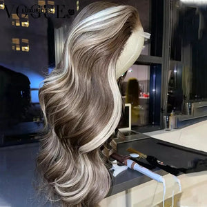 Ash Brown Highlight Human Hair Lace Frontal Wig 613 HD Lace Frontal Wig 13x6 13x4 Body Wave Colored Human Hair Wigs 150 Density