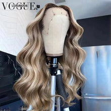 Load image into Gallery viewer, Ash Brown Highlight Human Hair Lace Frontal Wig 613 HD Lace Frontal Wig 13x6 13x4 Body Wave Colored Human Hair Wigs 150 Density
