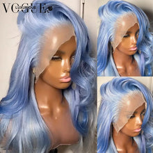 Load image into Gallery viewer, 13x6 Blue Body Wave Lace Front Human Hair Wigs 13x4 Transparent Lace Frontal Wig For Women Glueless 4x4 Closure Wig 150% Density
