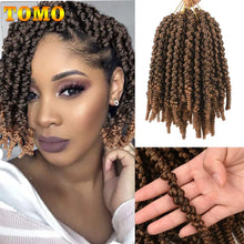 Load image into Gallery viewer, TOMO 8Inch Bomb Twist Hair Pre-Twisted Passion Twist Crochet Braids Short Curly Synthetic Spring Twist Braiding Hair Extensions
