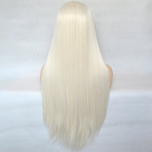 Load image into Gallery viewer, Voguequeen Platinum Blonde Synthetic Lace Front Wigs Silky Straight Heat Resistant Fiber Daily Wear For Women
