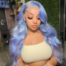 Load image into Gallery viewer, 13x6 Blue Body Wave Lace Front Human Hair Wigs 13x4 Transparent Lace Frontal Wig For Women Glueless 4x4 Closure Wig 150% Density
