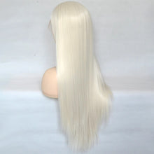 Load image into Gallery viewer, Voguequeen Platinum Blonde Synthetic Lace Front Wigs Silky Straight Heat Resistant Fiber Daily Wear For Women
