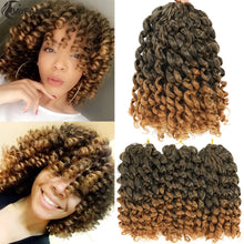 Load image into Gallery viewer, Jayfans 8 Inch Short Loose Wave Synthetic Hair Jamaican Bounce Wand Curl Crochet Hair Brown Ombre Curly Crochet Hair Extensions
