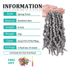 Load image into Gallery viewer, 8 Inch Grey Spring Twist Crochet Hair Synthetic Bomb Passion Twist Braids Dreadlocks Short Braiding Hair Extensions for Women
