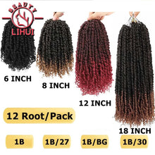 Load image into Gallery viewer, Passion Twist Hair 6/8/12/18 Inch Synthetic Crochet Hair Pretwisted Crochet Braids For Black Women Goddess Bohemian Extensions
