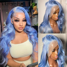 Load image into Gallery viewer, 13x6 Blue Body Wave Lace Front Human Hair Wigs 13x4 Transparent Lace Frontal Wig For Women Glueless 4x4 Closure Wig 150% Density
