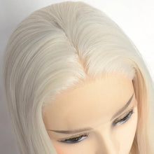 Load image into Gallery viewer, Voguequeen Platinum Blonde Synthetic Lace Front Wigs Silky Straight Heat Resistant Fiber Daily Wear For Women
