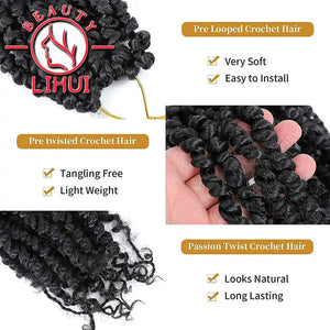 Passion Twist Hair 6/8/12/18 Inch Synthetic Crochet Hair Pretwisted Crochet Braids For Black Women Goddess Bohemian Extensions