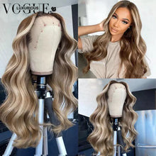 Load image into Gallery viewer, Ash Brown Highlight Human Hair Lace Frontal Wig 613 HD Lace Frontal Wig 13x6 13x4 Body Wave Colored Human Hair Wigs 150 Density
