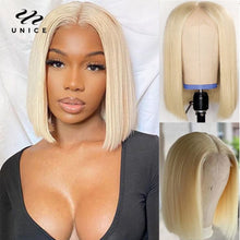 Load image into Gallery viewer, UNice Hair 4x4 Bob Closure Wig Brazilian 613 Lace Frontal Wig 13x4 Blonde Lace Front Wig Human Hair Short Ombre 99J Bob Wig
