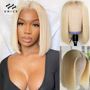 UNice Hair 4x4 Bob Closure Wig Brazilian 613 Lace Frontal Wig 13x4 Blonde Lace Front Wig Human Hair Short Ombre 99J Bob Wig