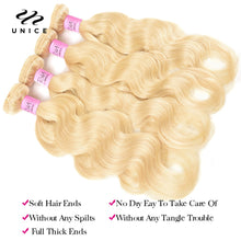 Load image into Gallery viewer, Unice Hair 613 Blonde Bundles With Frontal Brazilian Body Wave With Frontal Remy Human Hair Lace Frontal Closure With Bundle
