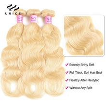 Load image into Gallery viewer, Unice Hair 613 Blonde Bundles With Frontal Brazilian Body Wave With Frontal Remy Human Hair Lace Frontal Closure With Bundle
