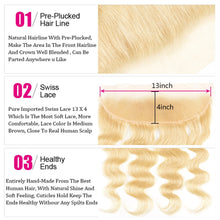 Load image into Gallery viewer, Unice Hair 613 Blonde Bundles With Frontal Brazilian Body Wave With Frontal Remy Human Hair Lace Frontal Closure With Bundle
