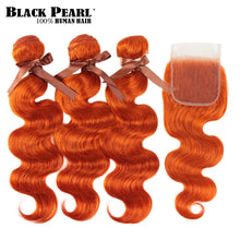 Load image into Gallery viewer, Black Pearl Red Bundles With Closure Malaysian Body Wave Remy Human Hair Weave Red Bundles With Closure
