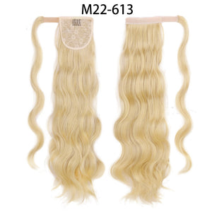 XINRAN Synthetic Long Hollywood Wave Ponytail Extension Wrap Around Ponytail Clip in Hair Extensions for Women Black Blonde Red