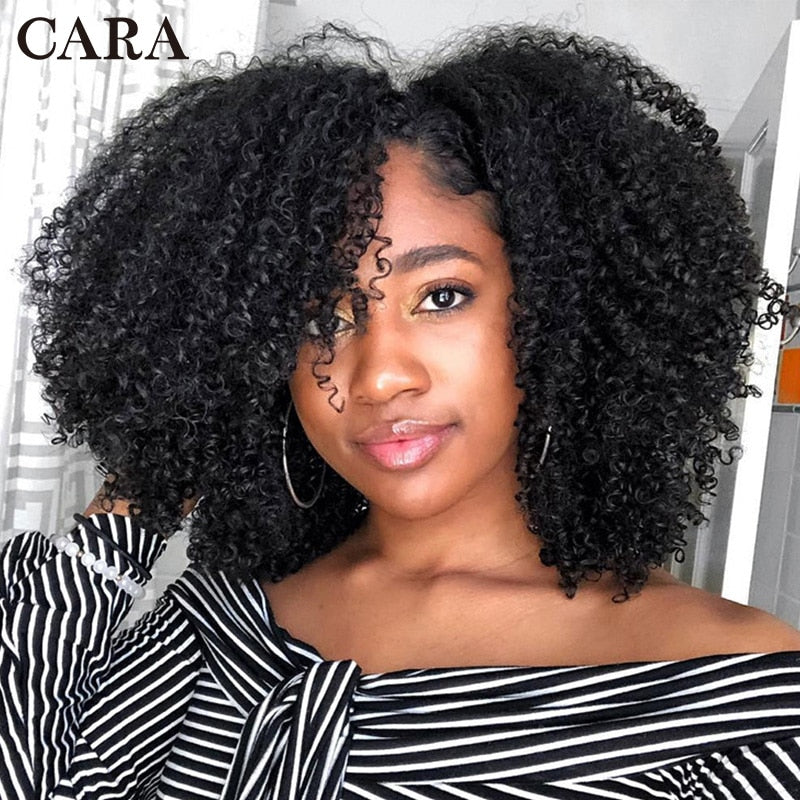 Afro Kinky Curly U Part Wigs For Women Human Hair Brazilian Curly Hair Headband Wigs Human Hair Natural Black Remy Hair WigsCARA
