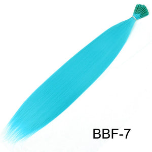 Feather Hair Extension 10Pieces Fake Hair I Tip Rainbow Synthetic Hair 16inch Hairpiece Feather for Hair Extension