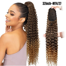 Load image into Gallery viewer, BOL 32Inch Long Kinky Curly Ponytail Hair Extensions Human Hair Feeling Synthetic Drawstring Ponytail Soft and Natural for Women
