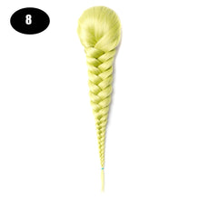 Load image into Gallery viewer, Sissi&#39;s Synthetic Hair Drawstring Rope Braids Ponytails Chignon Fishtail Ponytail Extension Purple Green Color Hairpiece
