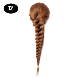 Sissi&#39;s Synthetic Hair Drawstring Rope Braids Ponytails Chignon Fishtail Ponytail Extension Purple Green Color Hairpiece
