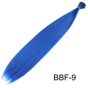 Feather Hair Extension 10Pieces Fake Hair I Tip Rainbow Synthetic Hair 16inch Hairpiece Feather for Hair Extension