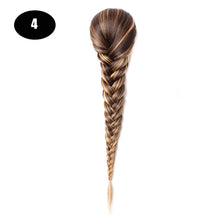 Load image into Gallery viewer, Sissi&#39;s Synthetic Hair Drawstring Rope Braids Ponytails Chignon Fishtail Ponytail Extension Purple Green Color Hairpiece
